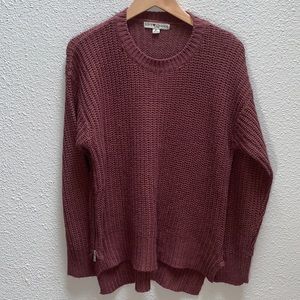 Love Change Italy rusty pink knit cozy Sweater sz XL zip-up sides high low hem